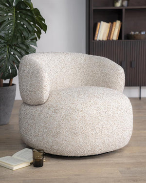 Fauteuil draaibaar "Maeve" Eleonora zonder armleuning - Beige Maywood stof