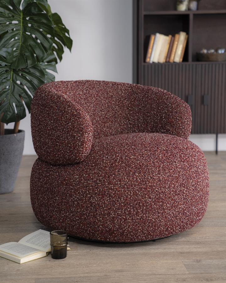 Fauteuil draaibaar "Maeve" Eleonora zonder armleuning - Rood Maywood stof