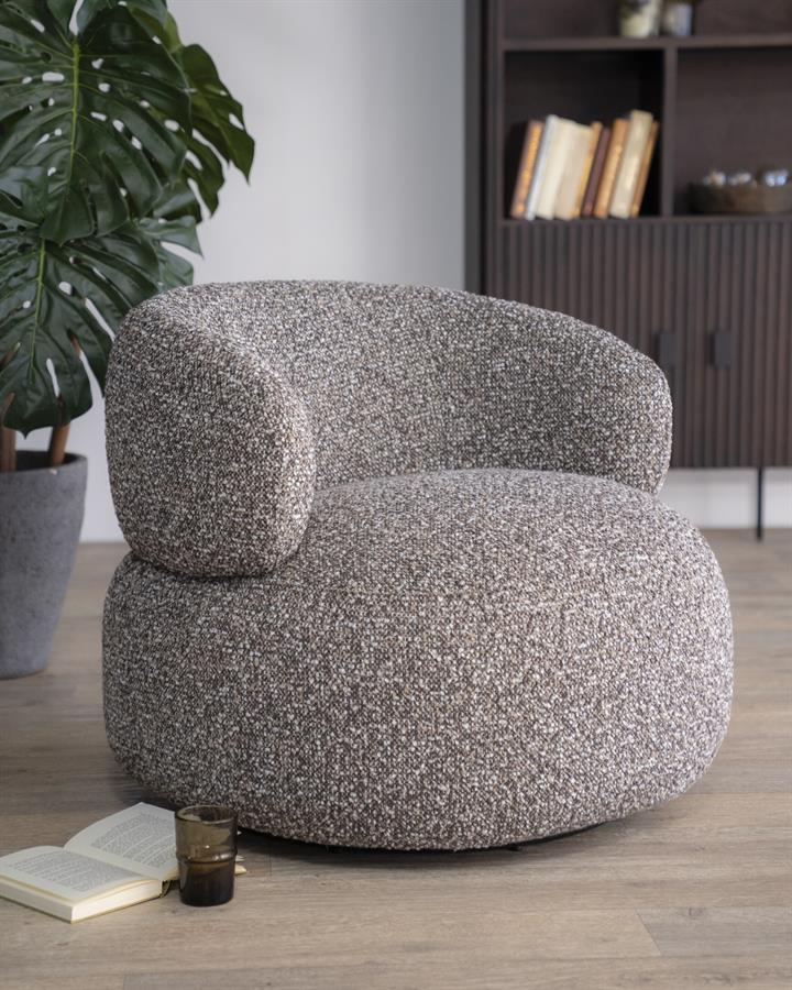 Fauteuil draaibaar "Maeve" Eleonora zonder armleuning - Taupe Maywood stof