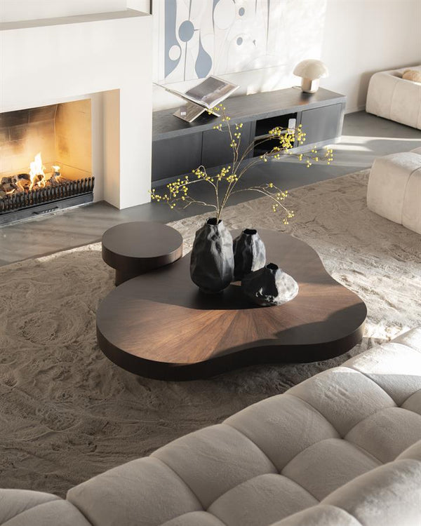 Salontafel Bobbie Eleonora organische vorm 150x110 cm - Walnoot kleur