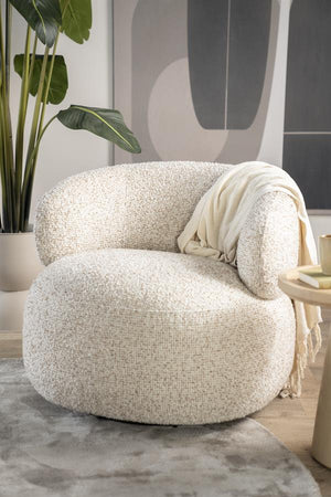 Fauteuil draaibaar "Maeve" Eleonora zonder armleuning - Beige Maywood stof