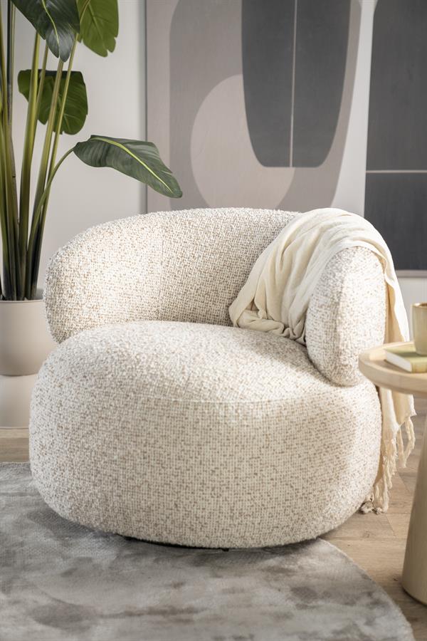 Fauteuil draaibaar "Maeve" Eleonora zonder armleuning - Beige Maywood stof