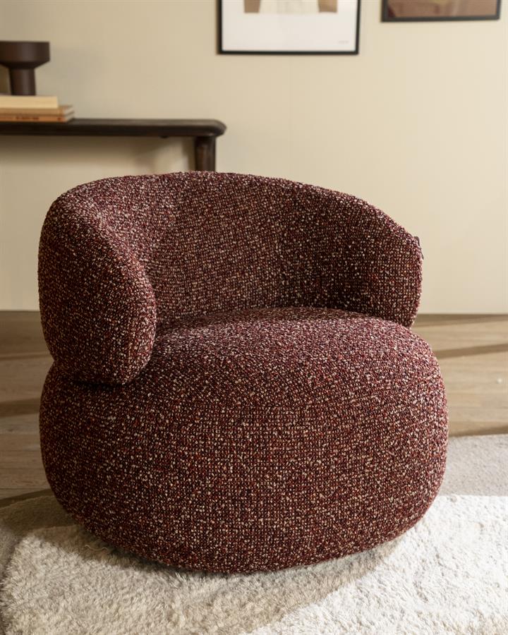 Fauteuil draaibaar "Maeve" Eleonora zonder armleuning - Rood Maywood stof