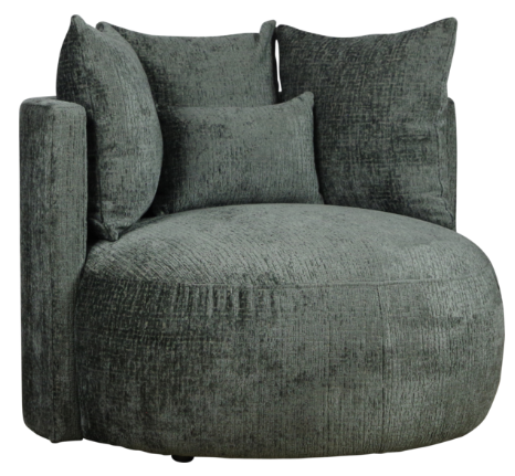 Fauteuil Roxy rond Fusion stof 67 antraciet/grijze kleur van Wildeboer