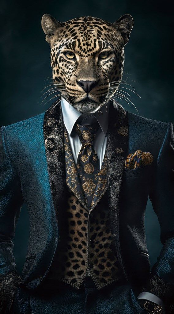 Glasschilderij Luipaard in pak 55x100 cm