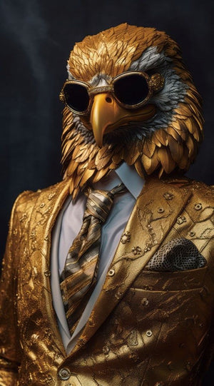 Glasschilderij Arend/vogel kop in pak 55x100 cm