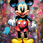 Glasschilderij Mickey Mouse kleurrijk 60x80 cm