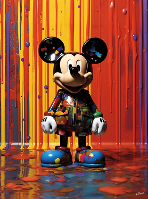 Glasschilderij Disney muis gekleurde verf 60x80 cm
