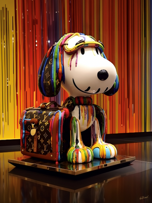 Glasschilderij Fashion dog gekleurde verf 60x80 cm