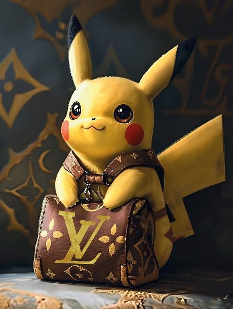 Glasschilderij Louis Vuitton Pikachu 60x80 cm