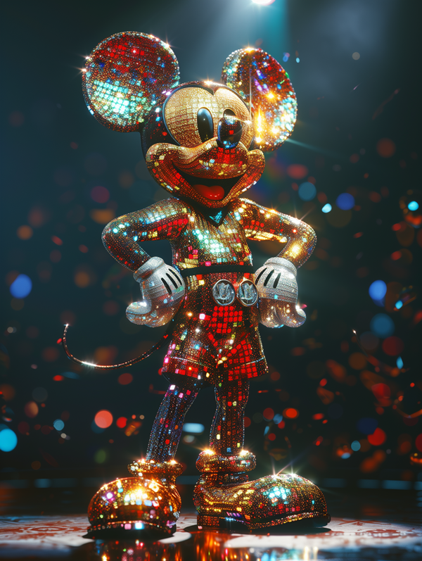Glasschilderij Mickey mouse  glitter & glamour 60x80 cm (Magazijn sale)