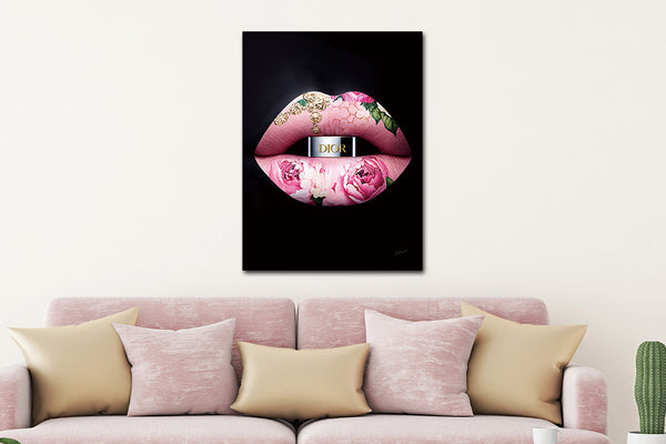 Glasschilderij Fashion lippen roze  60x80 cm