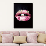 Glasschilderij Fashion lippen roze  60x80 cm