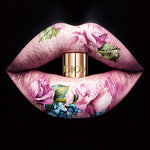 Glasschilderij Fashion lippen roze bloemen 60x80 cm