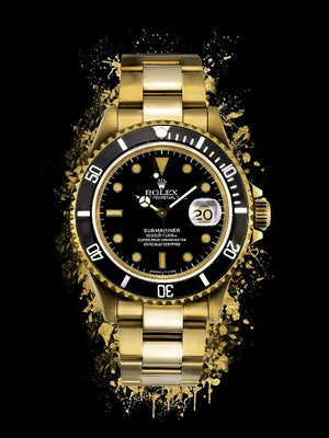 Glasschilderij gouden Rolex horloge 60x80 cm