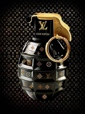 Glasschilderij Zwart/gouden granaat met goudfolie  60x80 cm