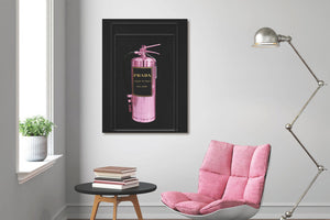 Glasschilderij Fashion brandblusser roze 60x80 cm