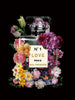 Glasschilderij Chanel N1 parfum fles bloemen goudfolie 60x80 cm