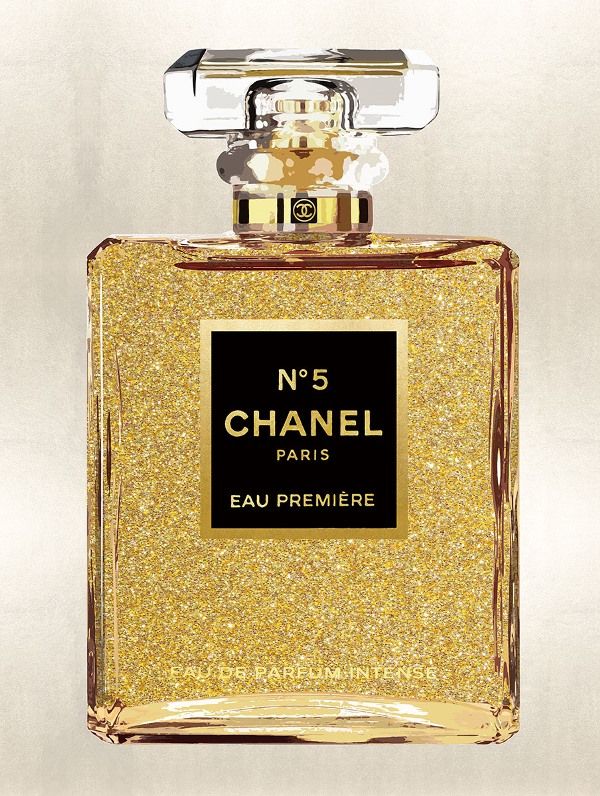 Glasschilderij parfum fles fashion goud 60x80 cm