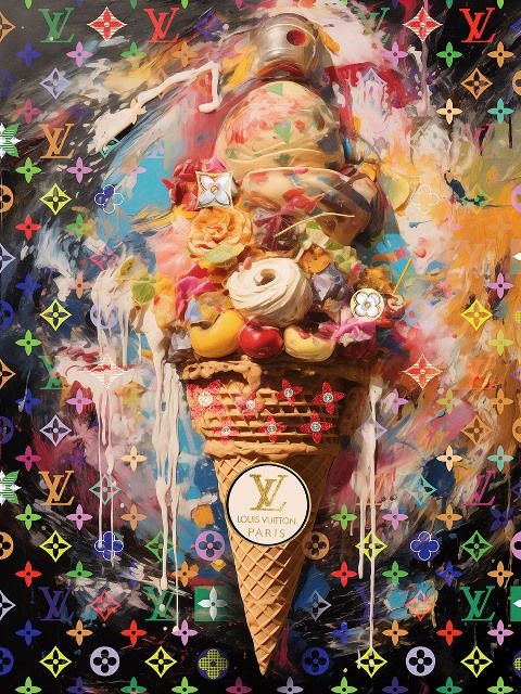 Glasschilderij Louis Vuitton ijsje 60x80 cm