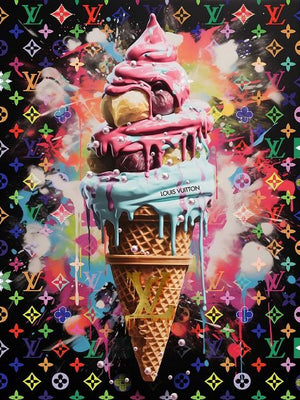 Glasschilderij Louis Vuitton ijsje 60x80 cm