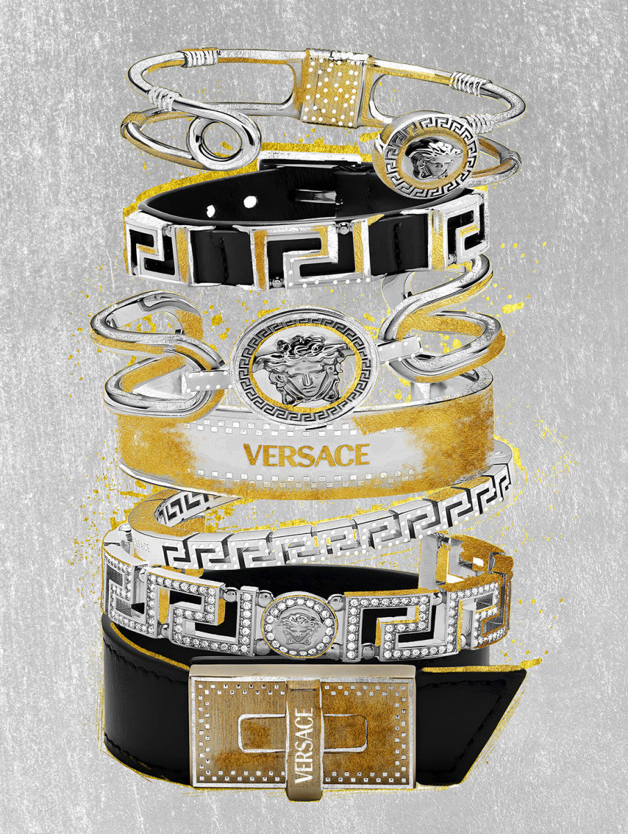 Glasschilderij met goudfolie Fashion armbanden 60x80 cm