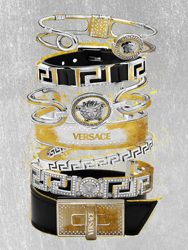 Glasschilderij met goudfolie Fashion armbanden 60x80 cm