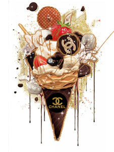 Glasschilderij met goudfolie Fashion ijsje 60x80 cm