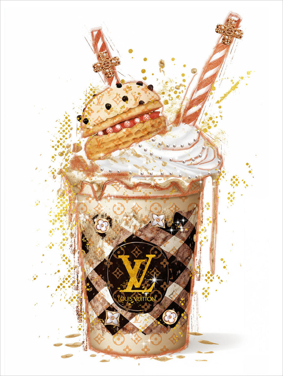 Glasschilderij met goudfolie Fashion sorbet ijsje 60x80 cm