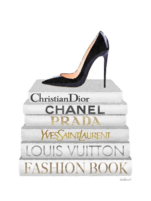 Glasschilderij hak op fashion boeken goudfolie 60x80 cm