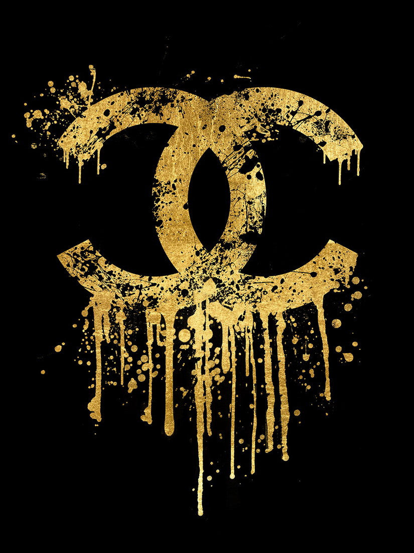 Glasschilderij Fashion  logo gouden C goudfolie 60x80 cm