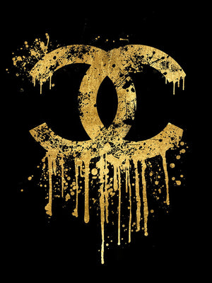 Glasschilderij Fashion  logo gouden C goudfolie 60x80 cm