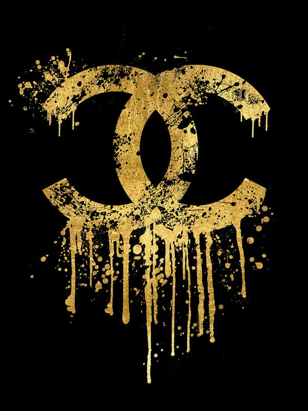 Glasschilderij Fashion  logo gouden C goudfolie 60x80 cm