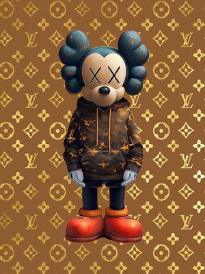 Glasschilderij LV mode muis V2 met goudfolie 60x80 cm