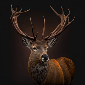 Glasschilderij Hert donkere achtergrond 80x80 cm