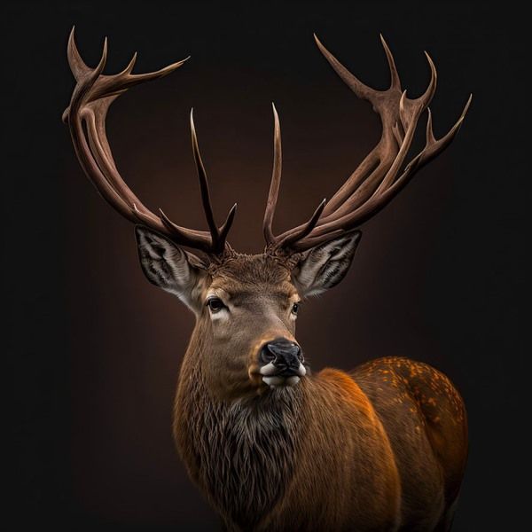 Glasschilderij Hert donkere achtergrond 80x80 cm