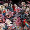 Glasschilderij Bloemen, papegaaien &  vlinders 80x80 cm