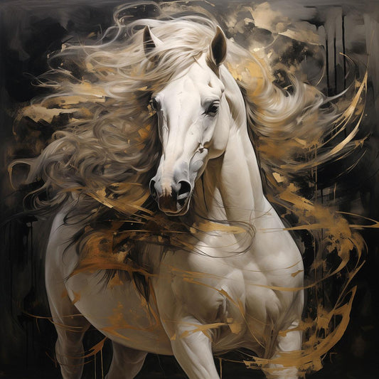 Glasschilderij Wit paard 80x80 cm van Ter Halle, foto 2
