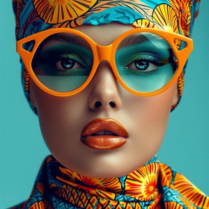 Glasschilderij Vrouw/zonnebril 80x80 cm