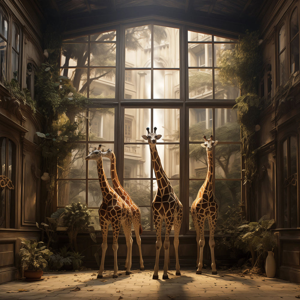 Glasschilderij Giraffen binnen 80x80 cm