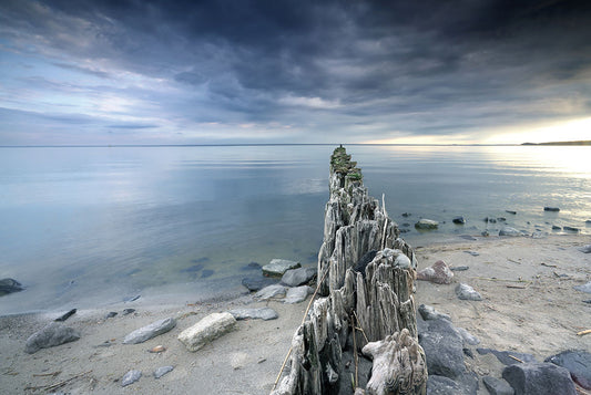 Glasschilderij zeezicht vanaf strand 120x80 cm