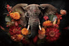 Glasschilderij Olifant omring door bloemen 120x80 cm