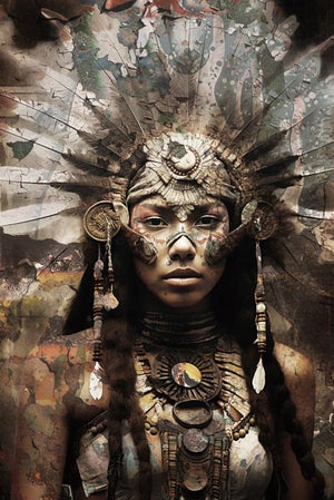 Glasschilderij Indianen vrouw 80x120 cm V2