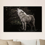 Glasschilderij huilende wolf in de natuur 120x80 cm