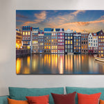 Glasschilderij Grachtenpanden 120x80 cm