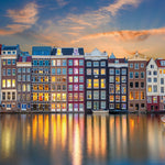 Glasschilderij Grachtenpanden 120x80 cm