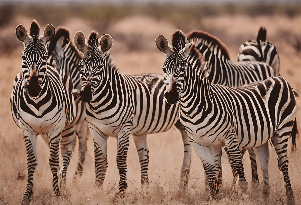 Glasschilderij kudde zebra`s 120x80 cm