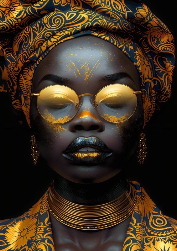 Glasschilderij vrouw/goud 80x120 cm