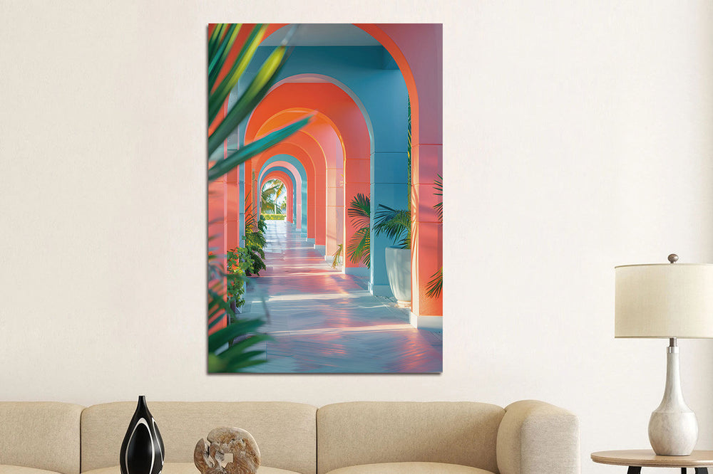 Glasschilderij  Gekleurde galerij 80x120 cm