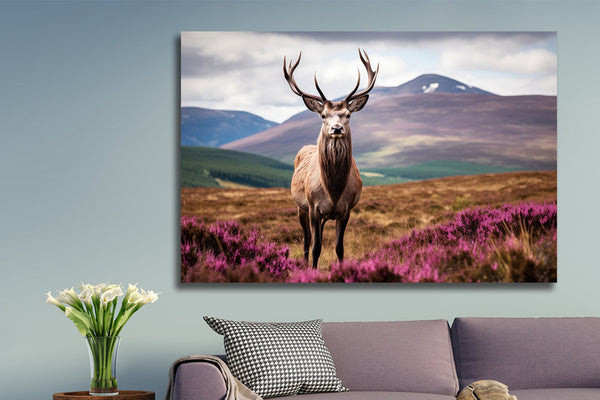 Glasschilderij Edelhert natuurlijke omgeving 120x80 cm